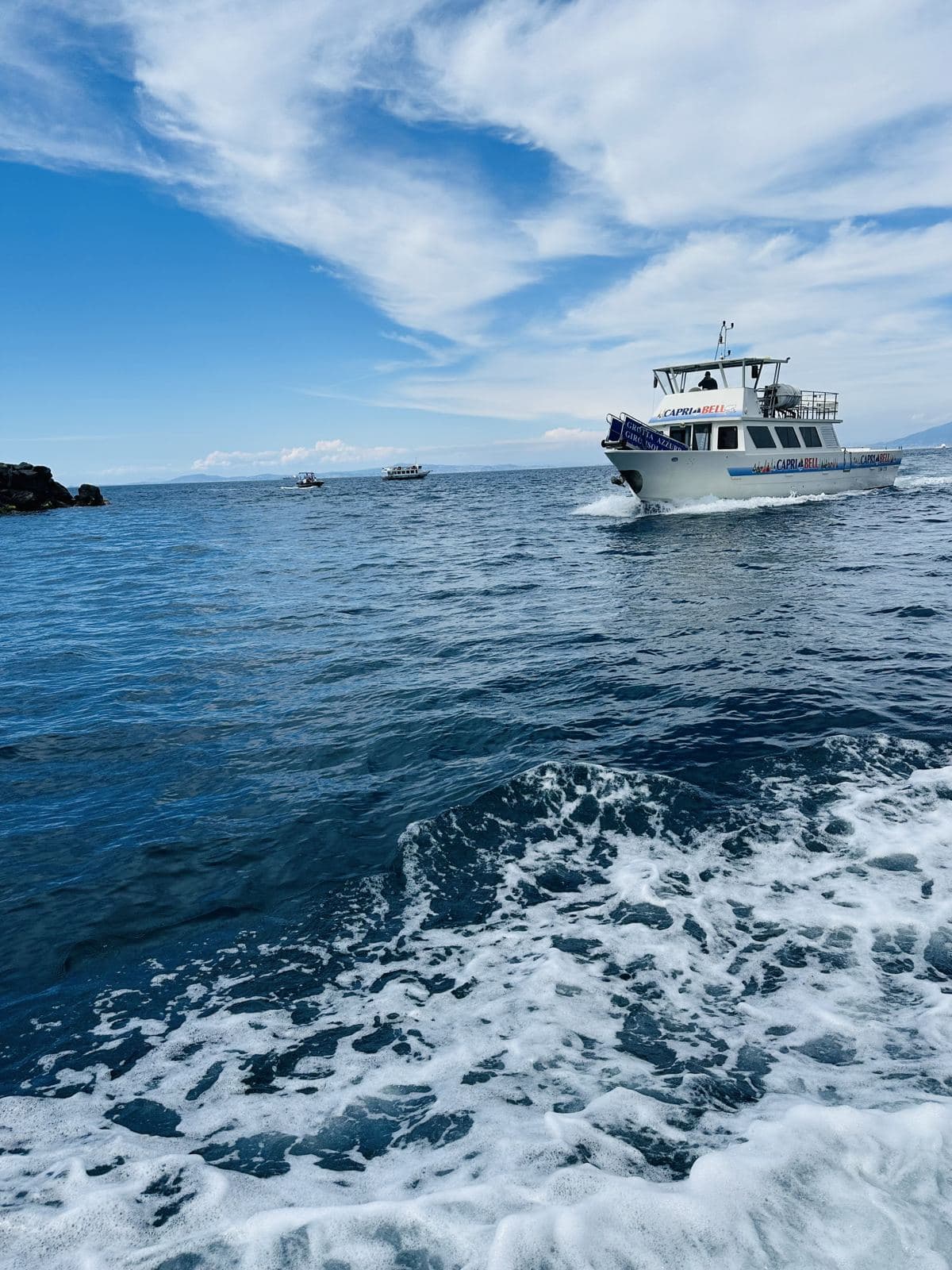 The wake of the boat crossing to Capri