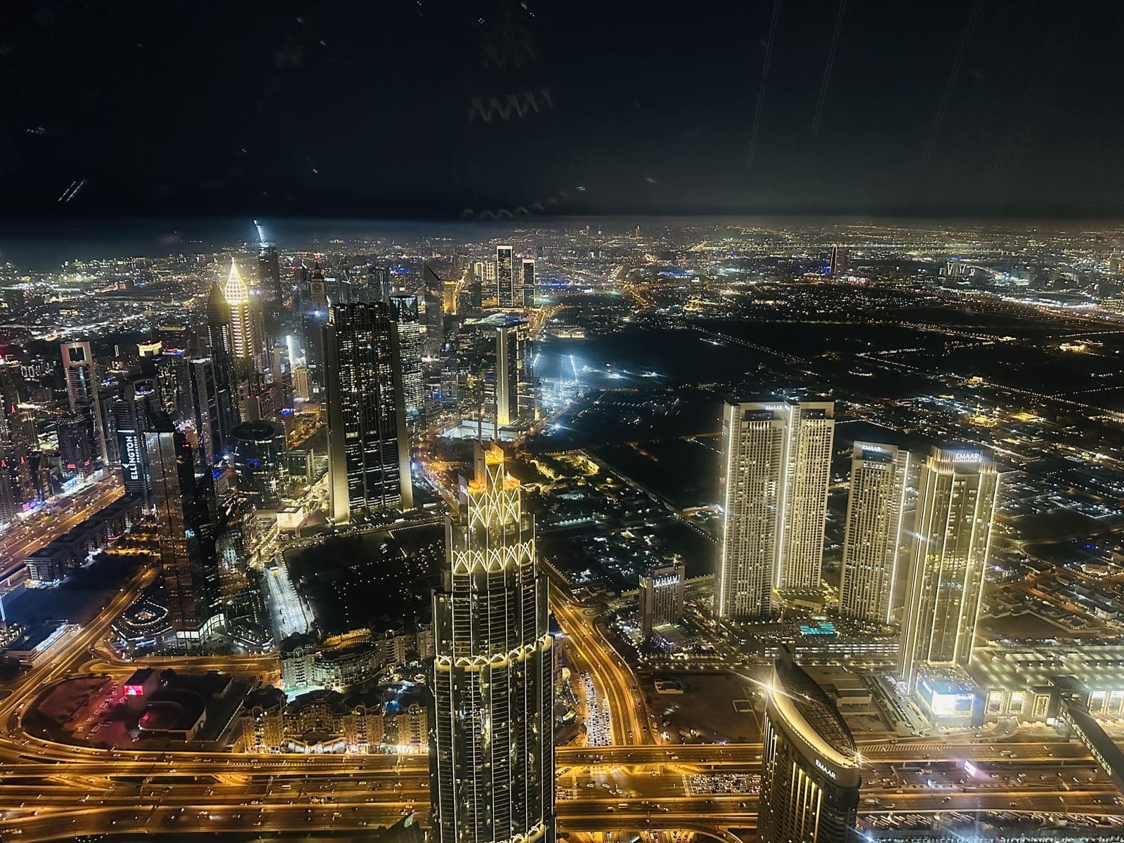 Dubai at night seen from At the Top