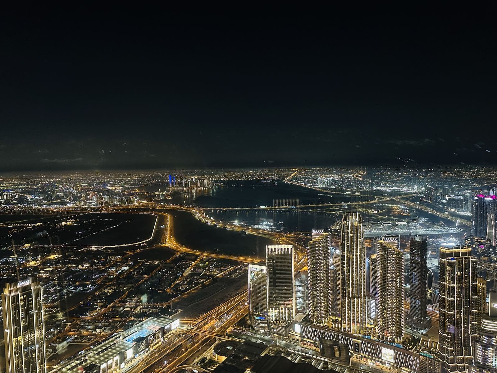 Looking down Sheikh Zayed Road at night