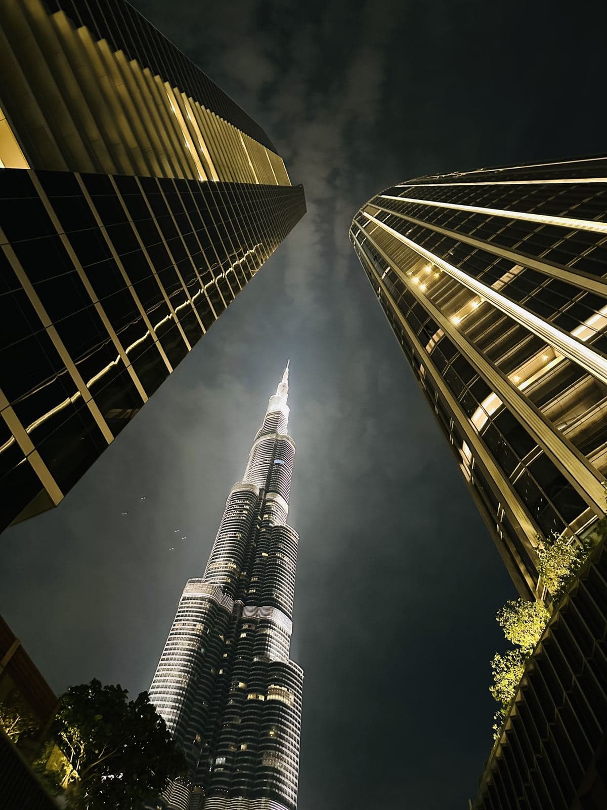 Burj Khalifa framed by golden towers