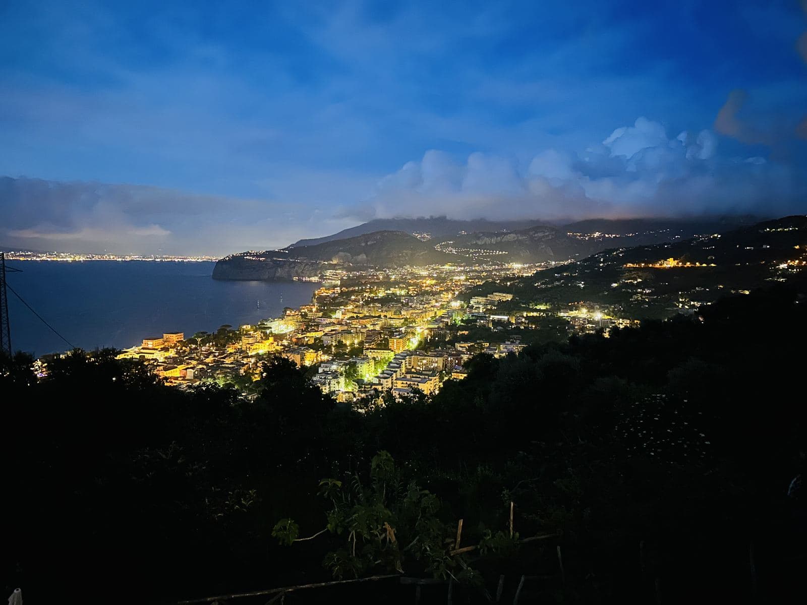 The Bay of Naples glittering at night