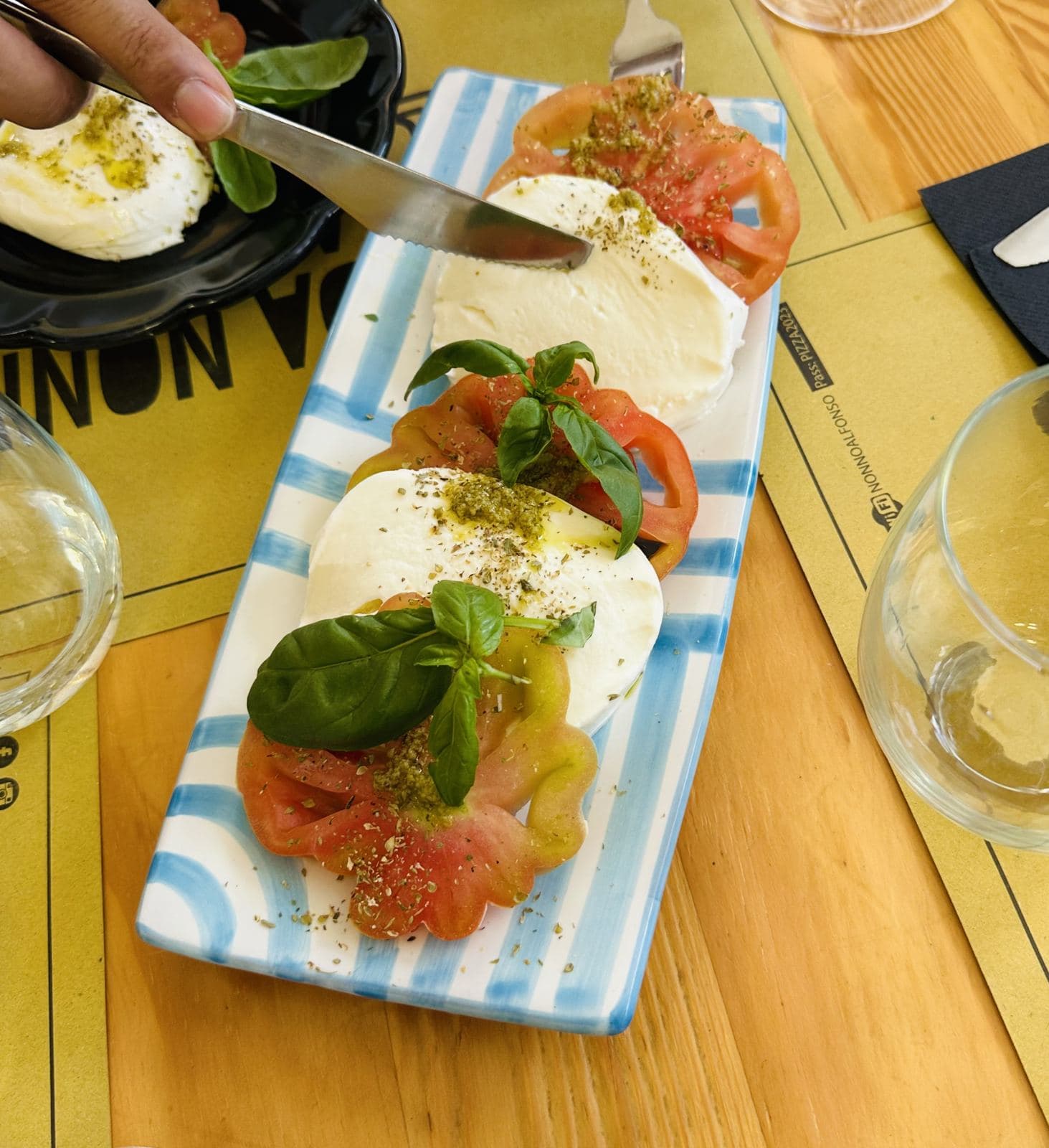 Caprese with buffalo mozzarella and tomatoes