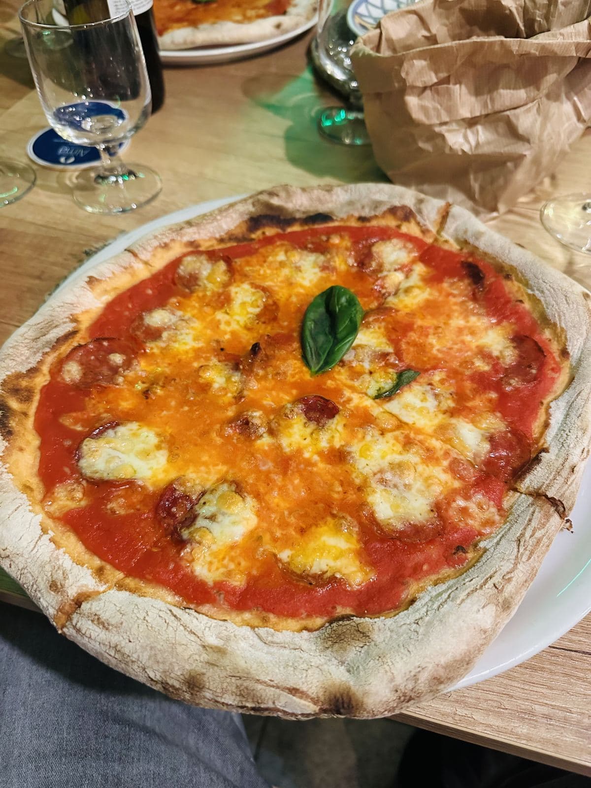 A wood-fired margherita pizza