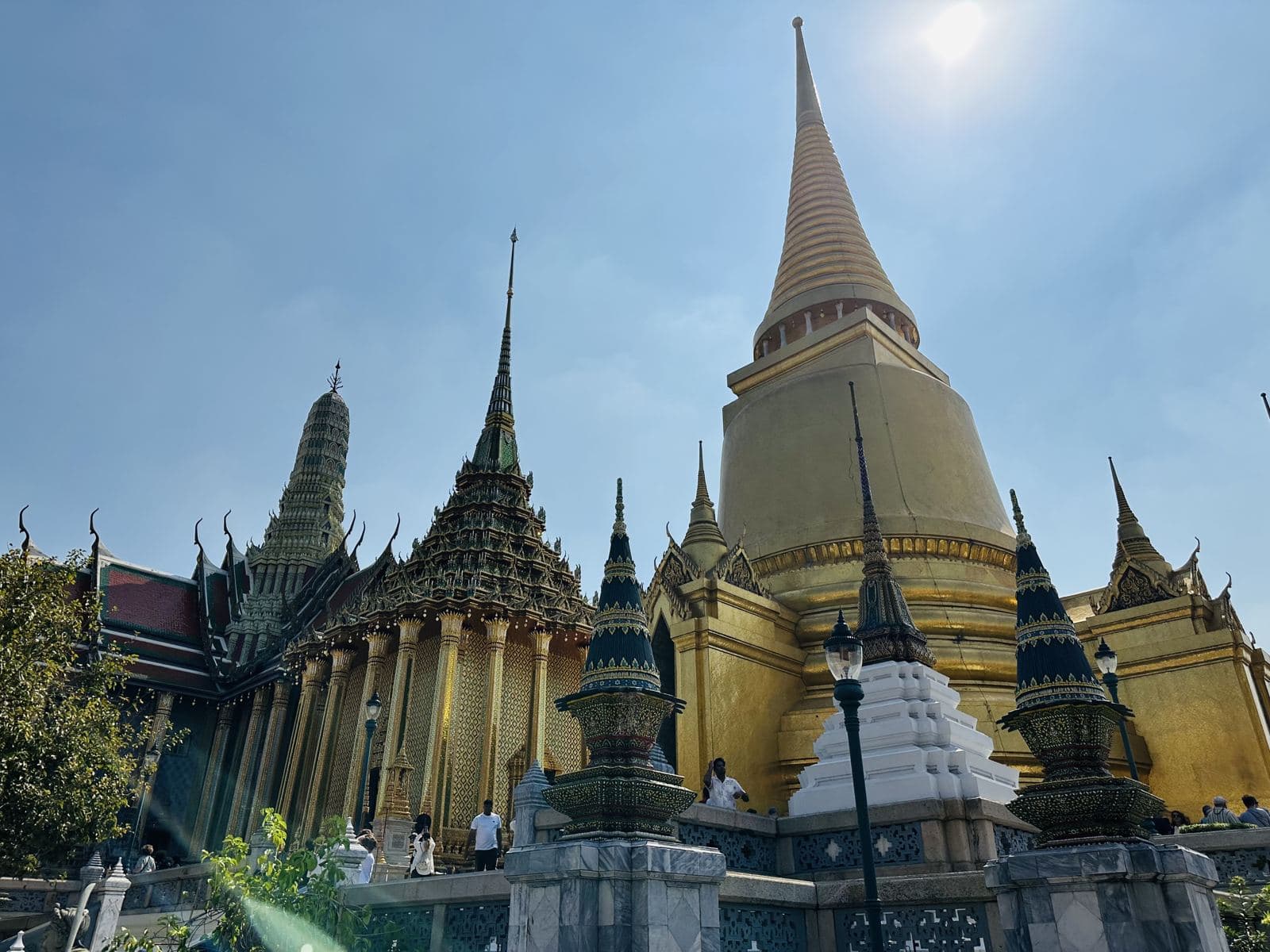 The golden Phra Si Rattana Chedi and spires of Wat Phra Kaew