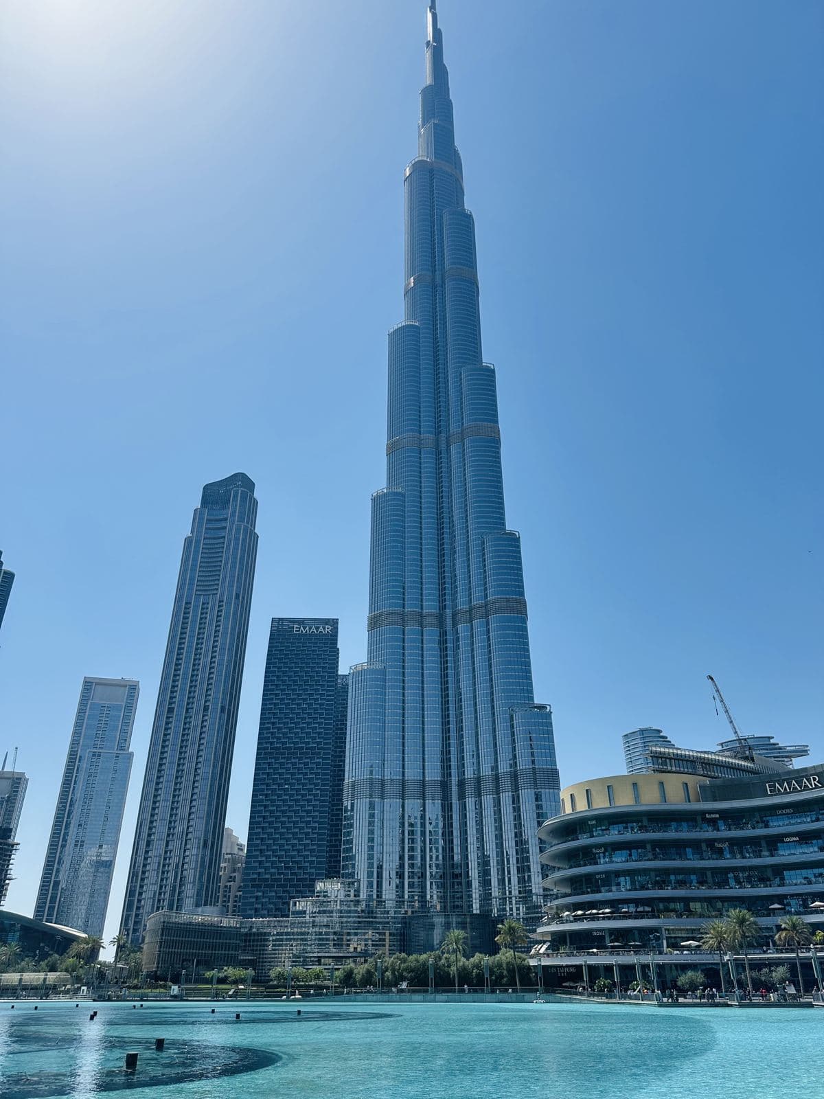 Burj Khalifa rising above Burj Lake in Downtown Dubai