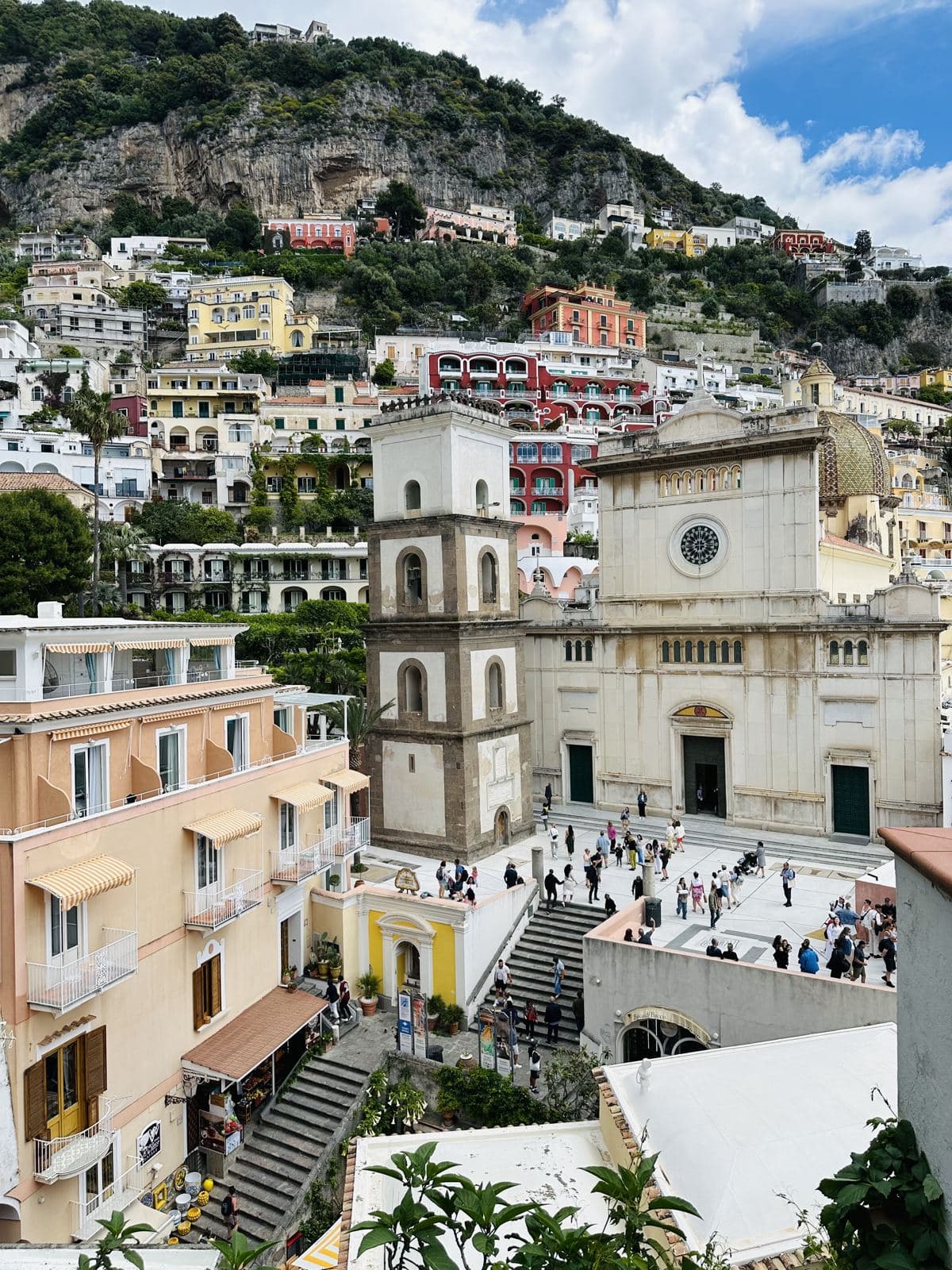 The Church of Santa Maria Assunta and the pastel houses of Positano